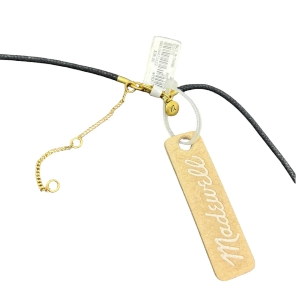 NWT Madewell Matte Gold Tone Necklace Black Cord